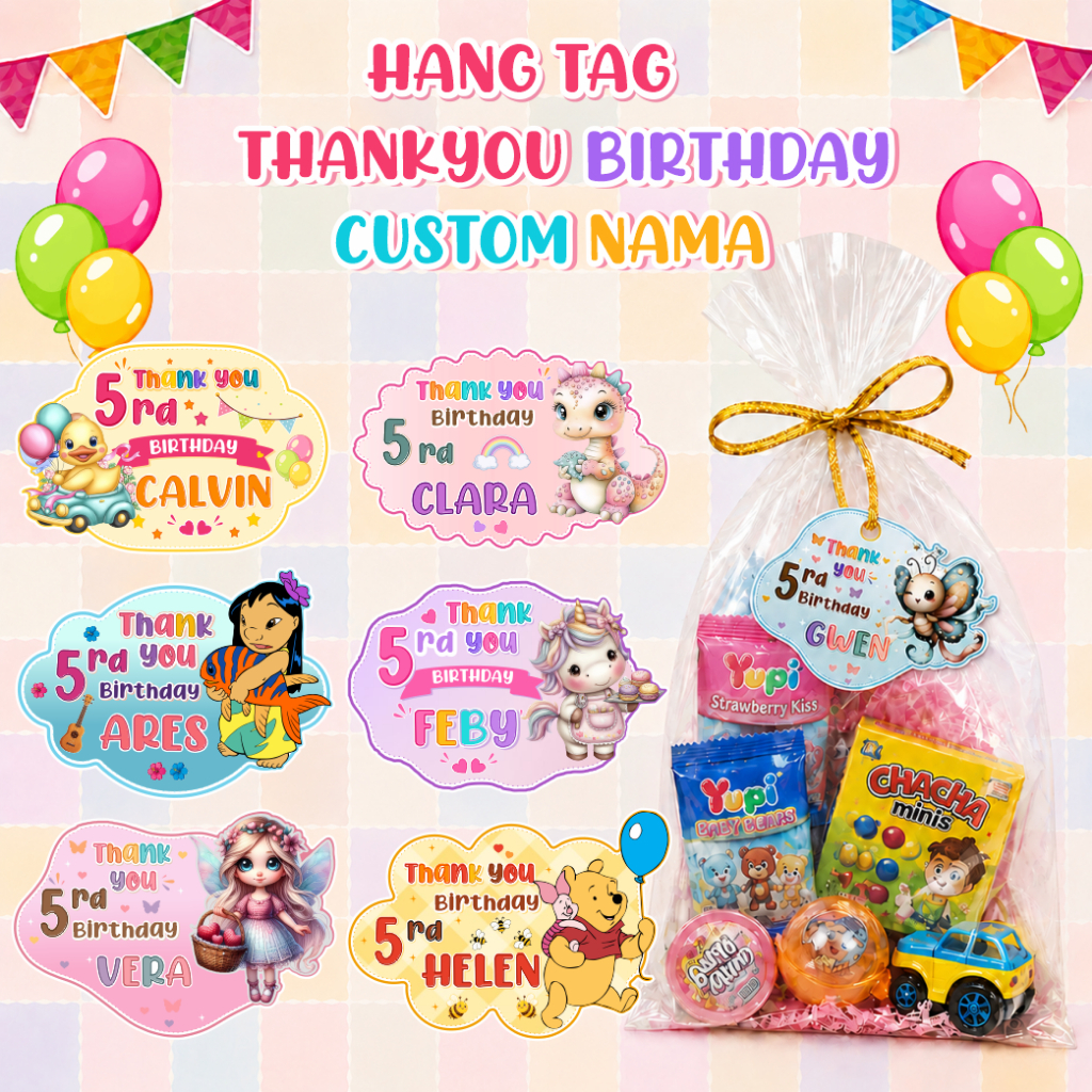LABEL HANG TAG THANKYOU BIRTHDAY - HANG TAG THANKYOU BIRTHDAY SOUVENIR - HANG TAG CUSTOM THANKYOU BI