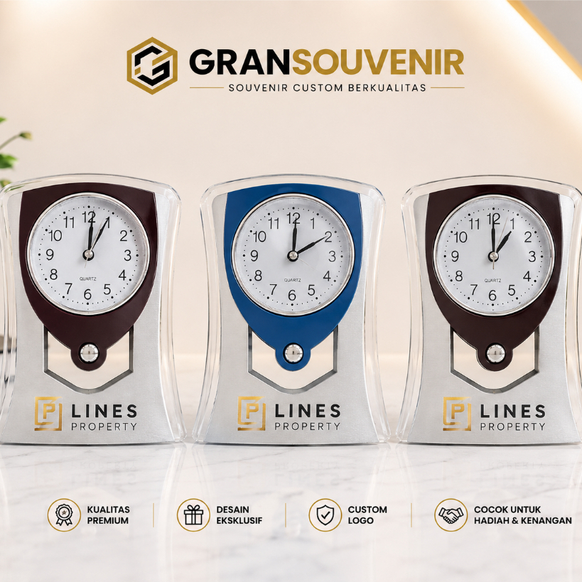 Jam Meja Custom Full Warna - Jam Meja Minimalis Premium Custom Promosi