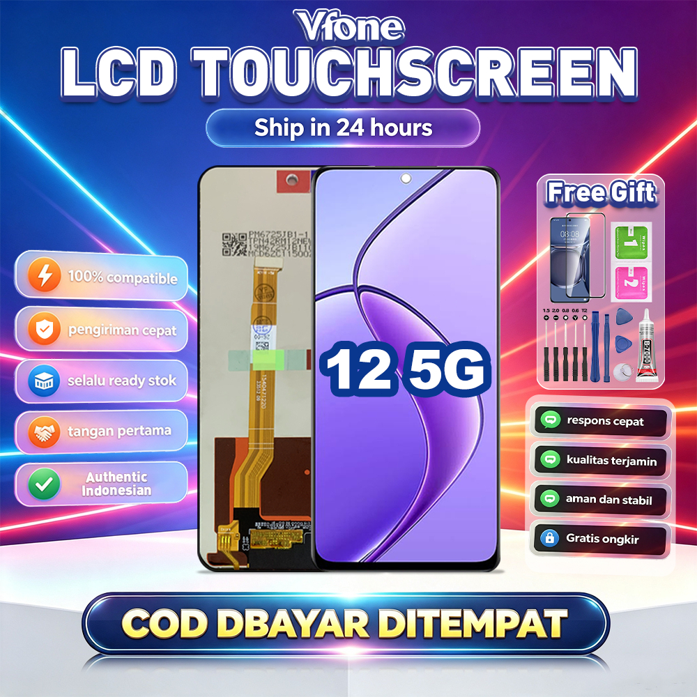 Vfone LCD FOR Realme 12 5G Touchscreen Fullset Replacement LCD Kompatibel Untuk Glass Touch Screen D