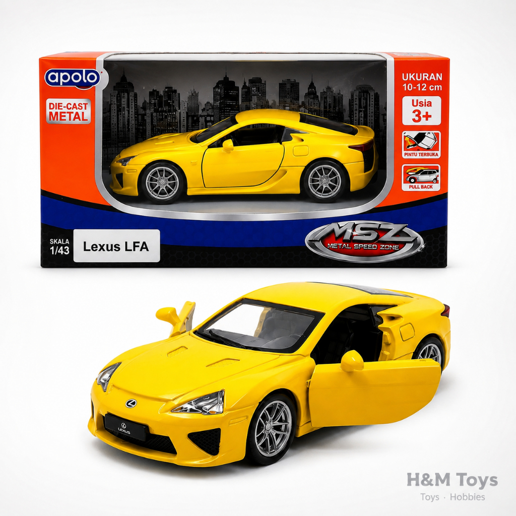 Diecast MSZ Lexus LFA Kuning 1:43 - Miniatur Mobil Lexus - Koleksi Mainan Diecast