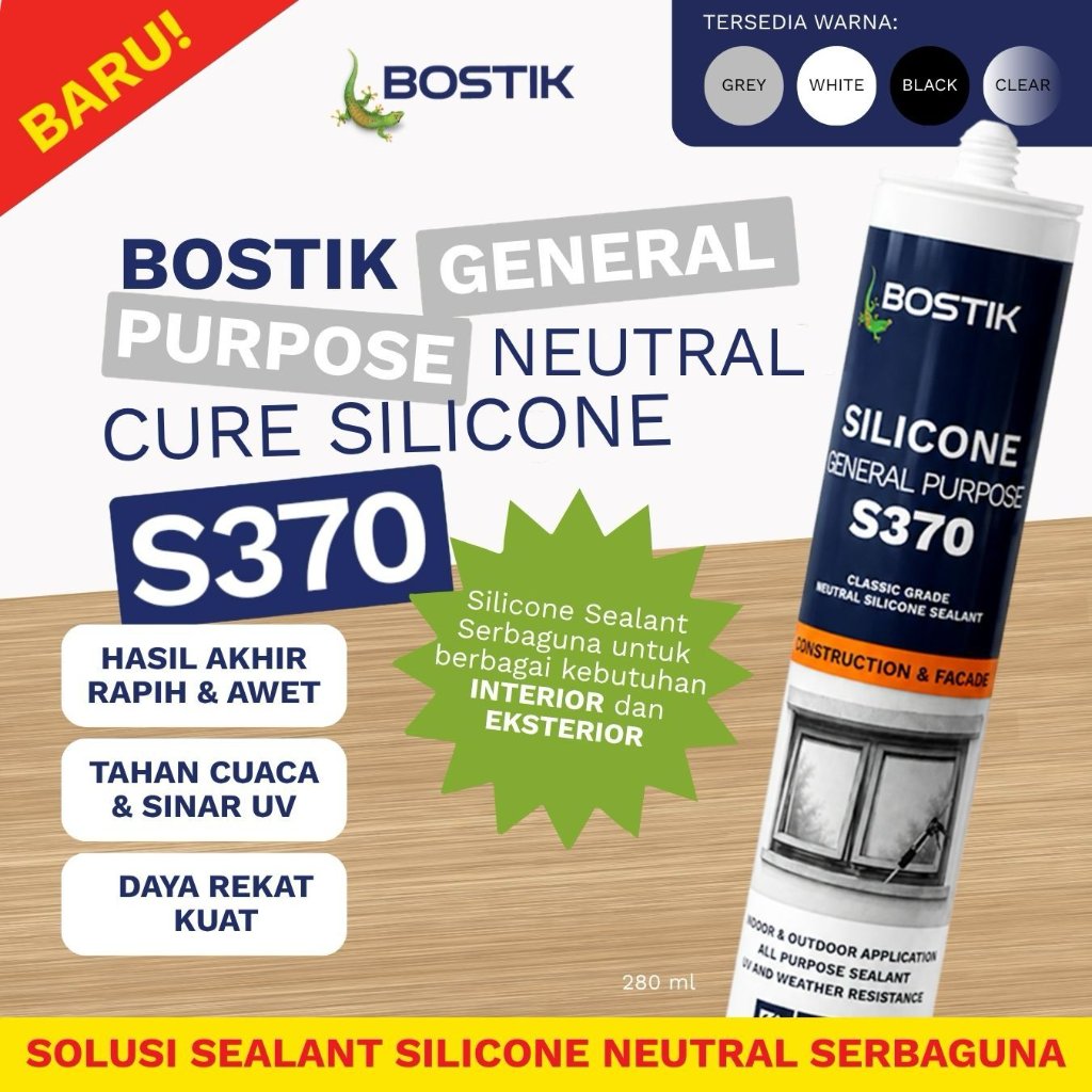 Bostik S370 Silicon Silicone Silikon Sealant Silen Silent Kaca Aluminium Glazing MP GP General Purpo