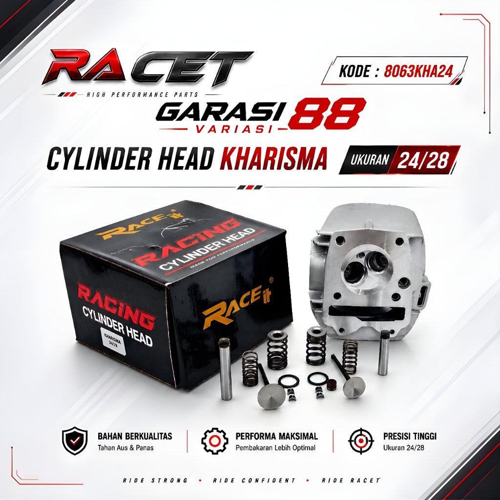 BLOK CYLINDER HEAD RACE IT KHARISMA KPH SUPRA X 125 KARBU 23/27 24/28 ORIGINAL RACE IT