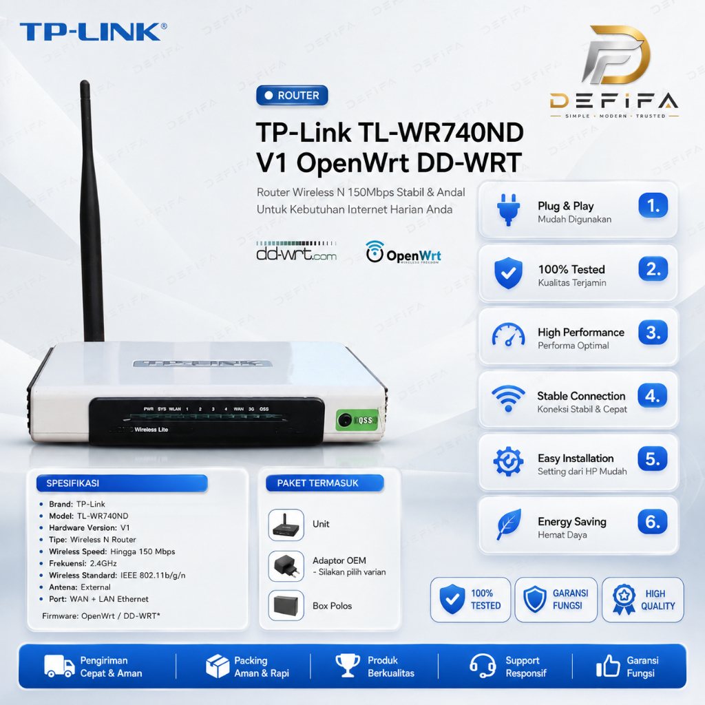 TP-Link TL-WR740ND V1 OpenWrt DD-WRT Wireless N 150Mbps Router WiFi