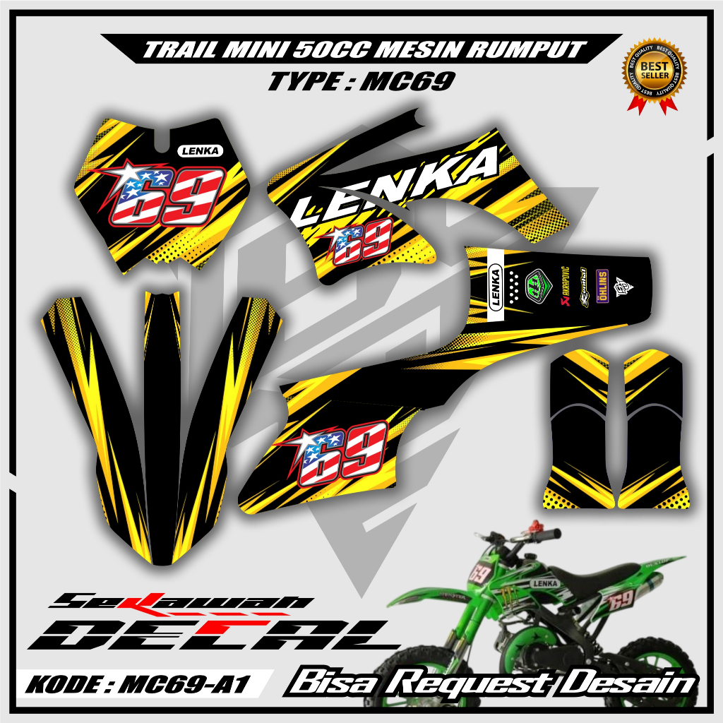 Decal Stiker Mini Trail LENKA MC69 KXD 50cc UTX 50cc MT2X81 MT2TS 50cc 2 Tak Bisa Request Desain