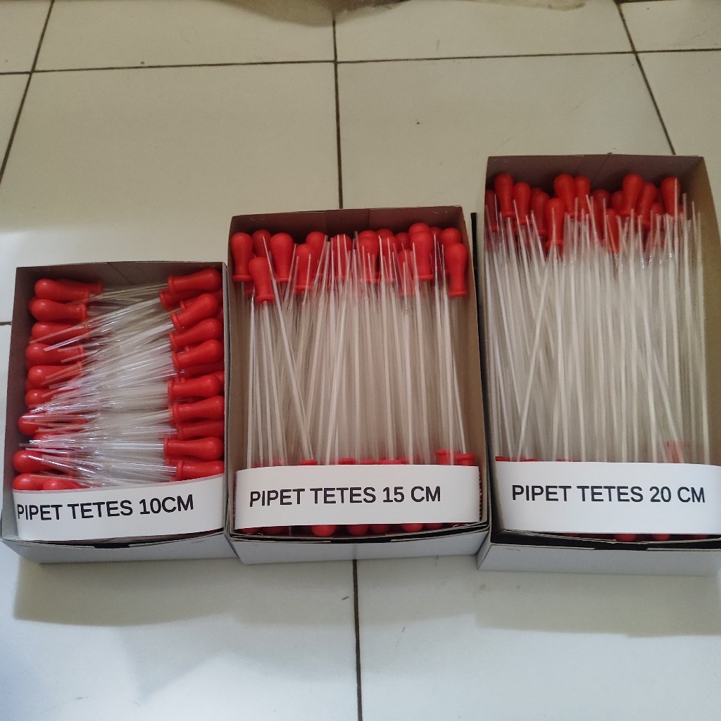 Pipet Tetes Kaca Segala Ukuran | Pipet Tetes Merah 10cm / 15cm / 20 cm