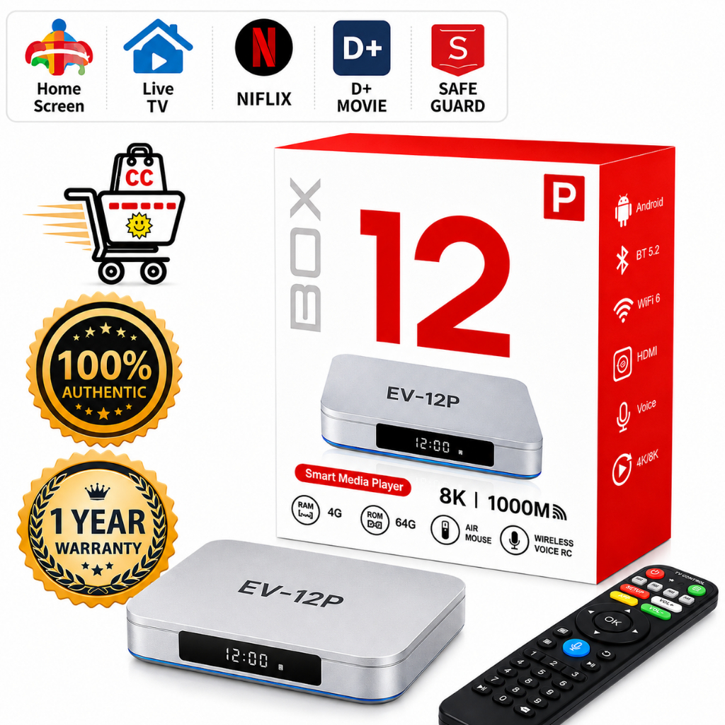 Android TV Box EVPAD 12P - 8K, RAM 4G, ROM 64G Ready Stock