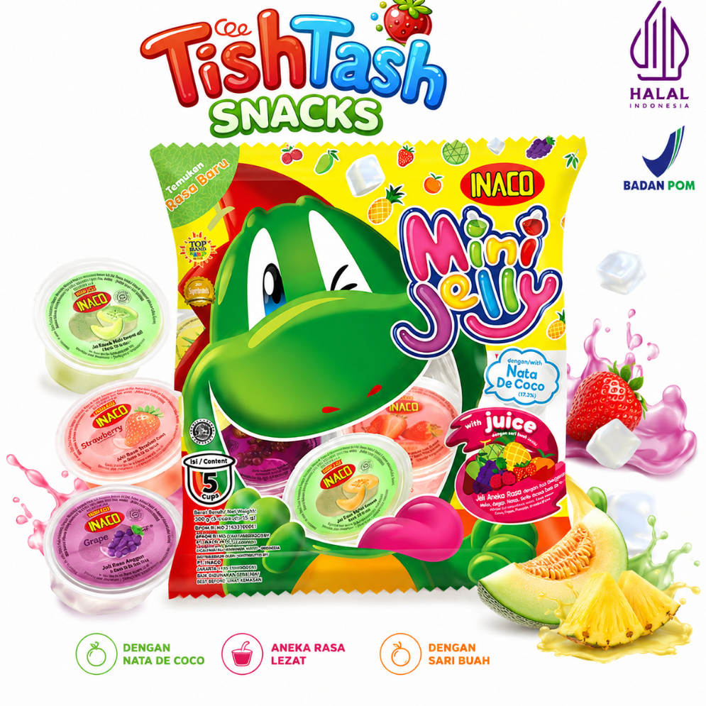 Inaco Mini Jelly Juice Superindo Nata De Coco 5 Cup  Puding Kecil Jeli Makanan Stroberi Nanas GROSIR
