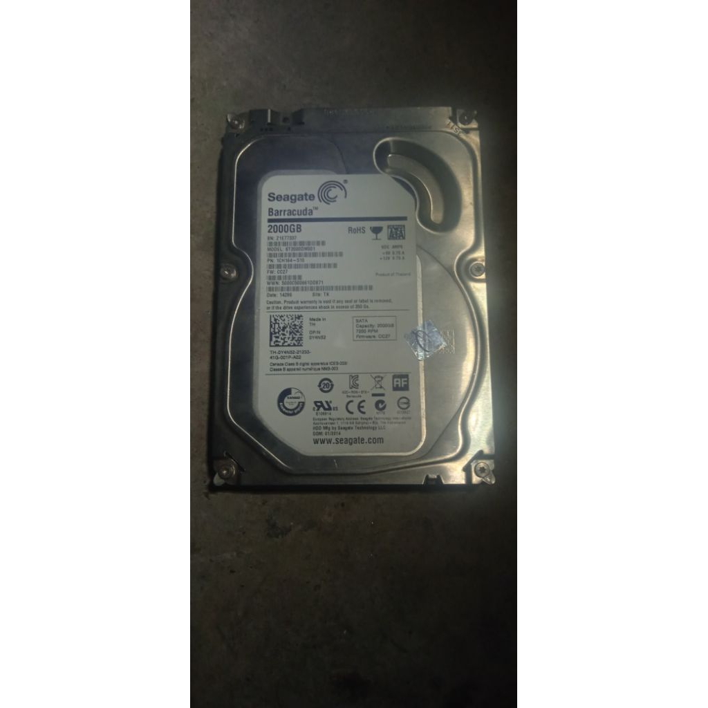 HDD 2000GB Seagate Barracuda Kondisi Second Tidak Pernah Dicheck Lemari