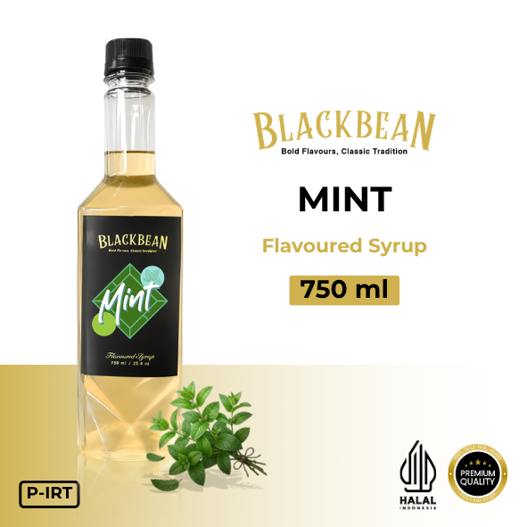 BLACKBEAN - MINT SYRUP PREMIUM 750ML /  SIRUP MINT PREMIUM / MINT  SIRUP PREMIUM HALAL P-IRT