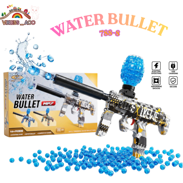 Mainan Gel Gun Anak Pistol Air Mainan Bubble Water Tembakan MP7-MP5 Electric Water Gun Charger (Bisa
