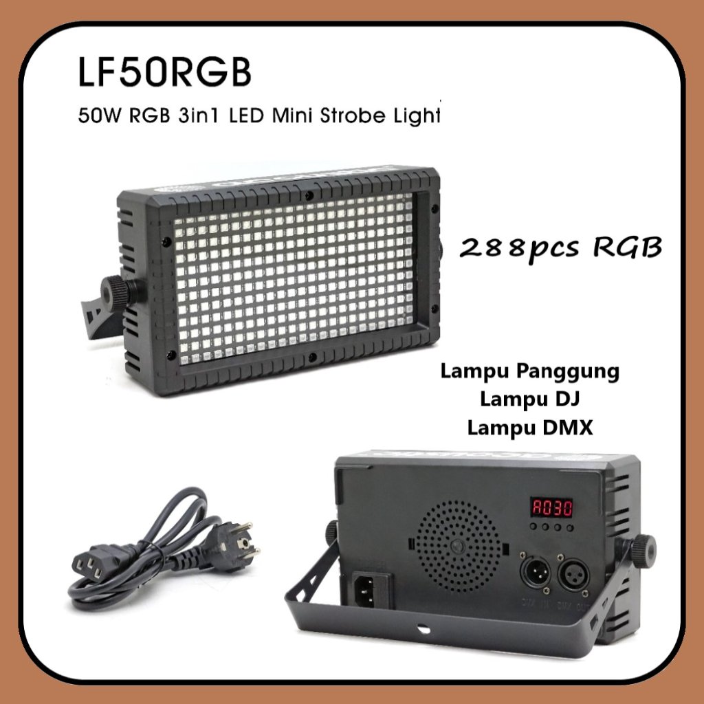 Lampu Strobo LED 288 RGB DMX Strobe Light - Lampu Panggung Lampu DJ DMX LF 50 RGB