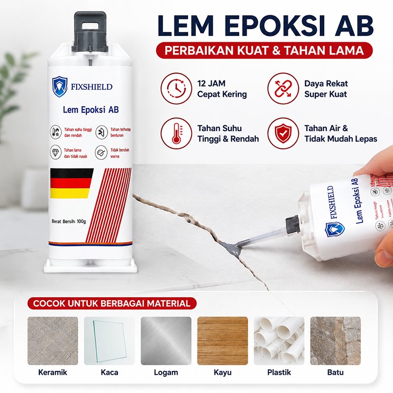 Lem AB Keramik Perekat Epoxy Kuat Tahan Lama untuk Perbaikan Lantai Dinding Marmer dan Granit