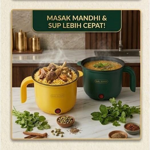 Cooking Pot Sun Glass Panci Listrik Arabian / Panci Elektrik Multifungsi Anti Lengket / Teko Listrik