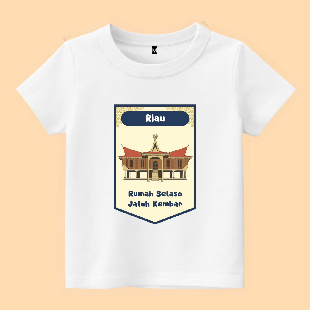 baju kaos anak gambar rumah adat Riau