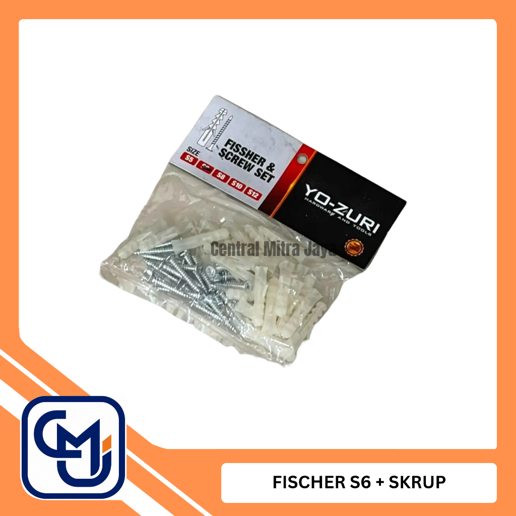 Fischer YOZURI S6 + Skrup Putih - Paket Fischer Screw Set Isi 25 Set