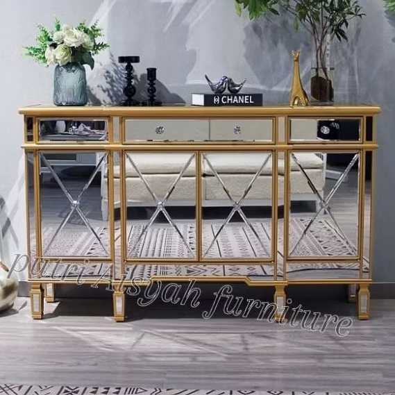 Bufet Cabinet Full kaca mewah ukuran 200cm