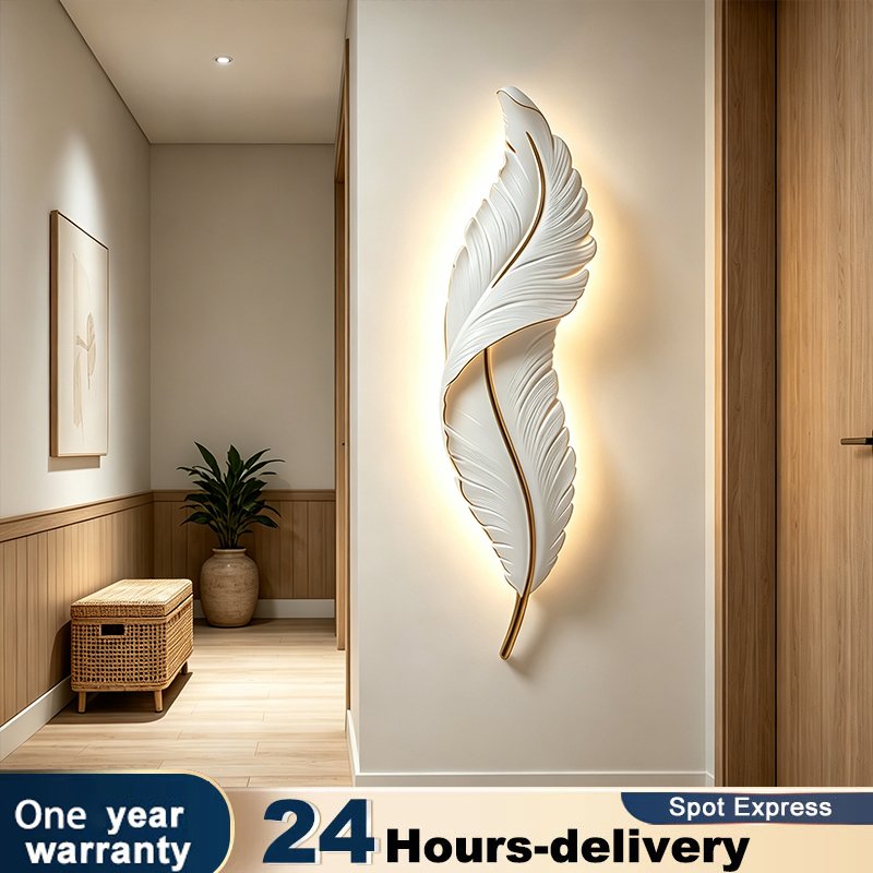 Lampu Dinding LED Bulu Angsa Estetik Lampu Hias Dinding Aestetik Model Bulu Untuk Kamar Tidur/ Ruang