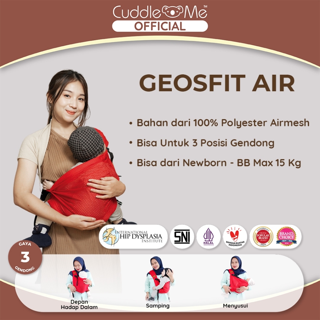 Gendongan Bayi - CUDDLEME Geos Fit Air Gendong M Shape Adjustable Instan dan Praktis