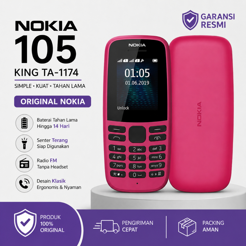 {COD} Nokia Second Siap Pakai | Nokia 105 King TA 1174 | HP Jadul Tahan Banting & Batre Awet | Siap 