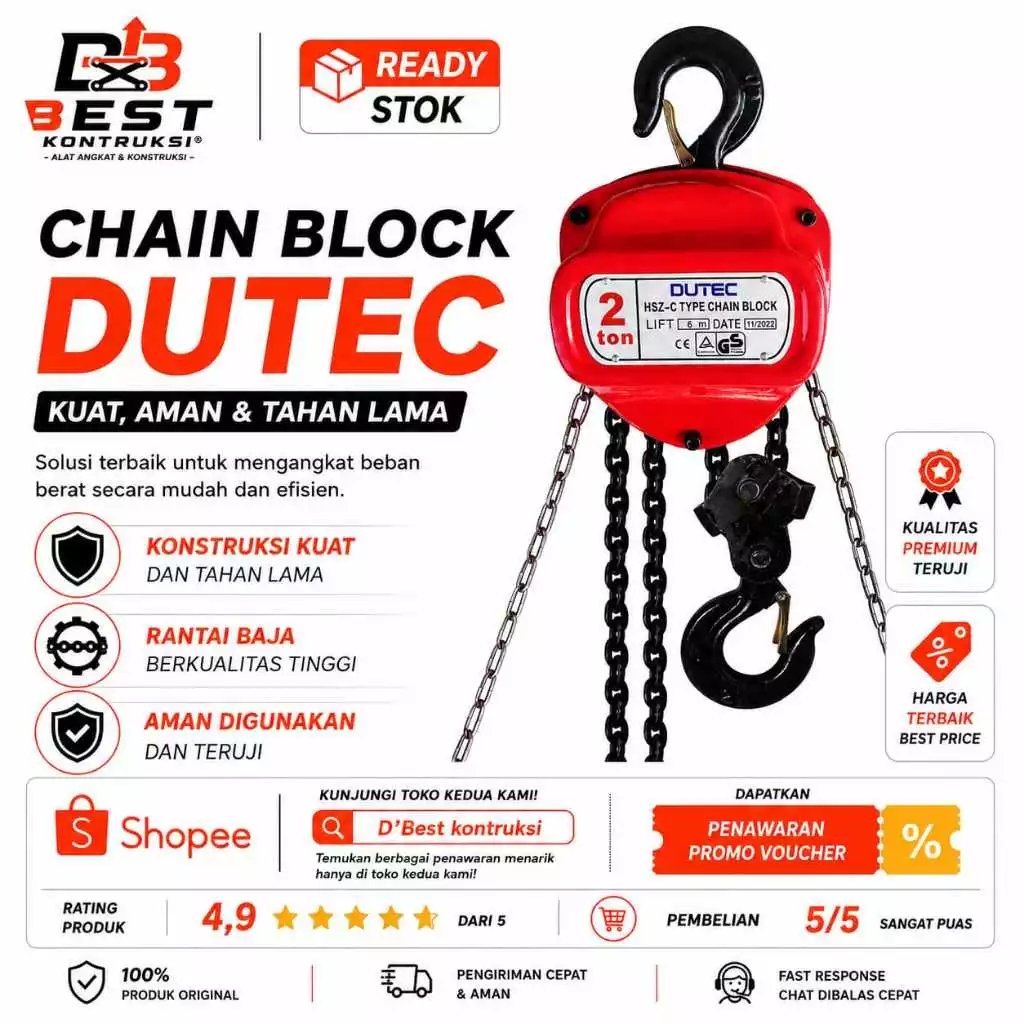 Chain Block / Takel / Katrol 2 Ton * 6 Meter Dutec