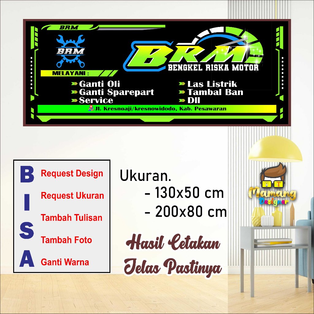 Spanduk Banner Custom Bengkel Racing Bisa Ubah