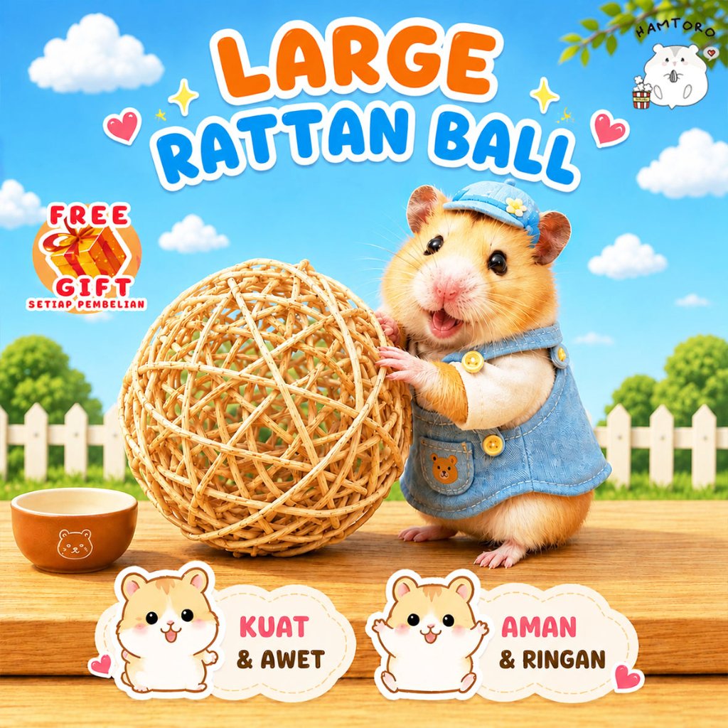 Large Rattan Ball 8cm Mainan Bola Rotan Kelinci/Marmut Besar