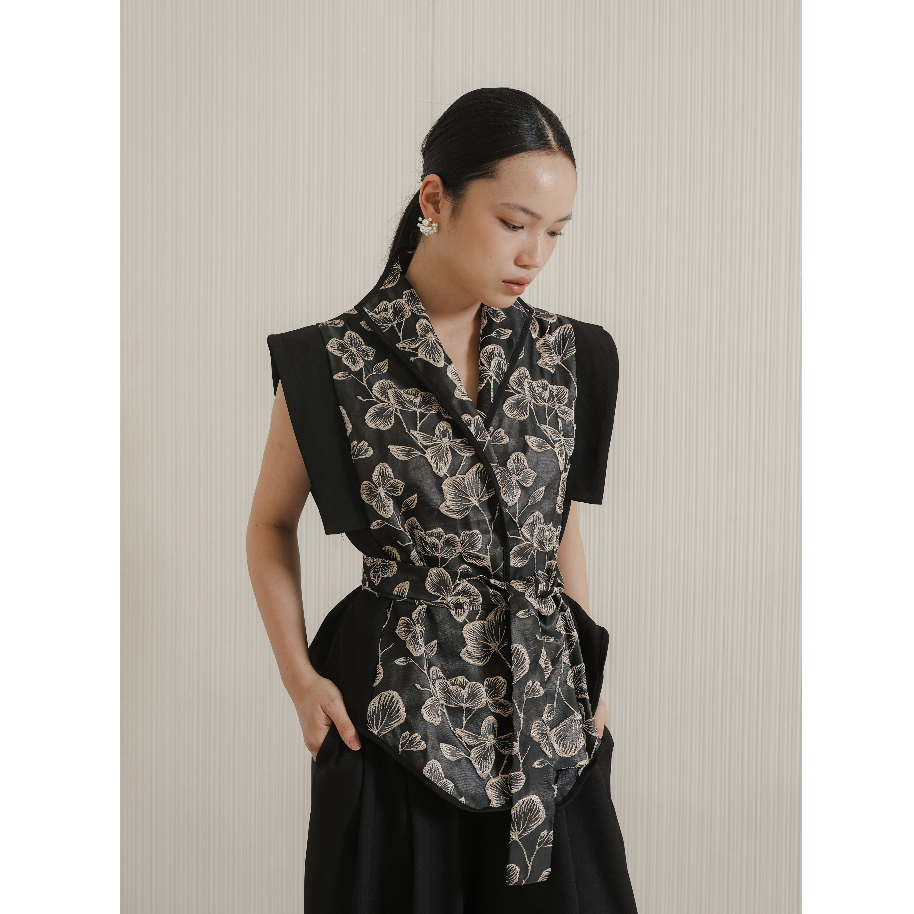 JEMMA ALLDAY Agni Vest - Atasan Rompi Wanita Vest Jacuard Outer Casual