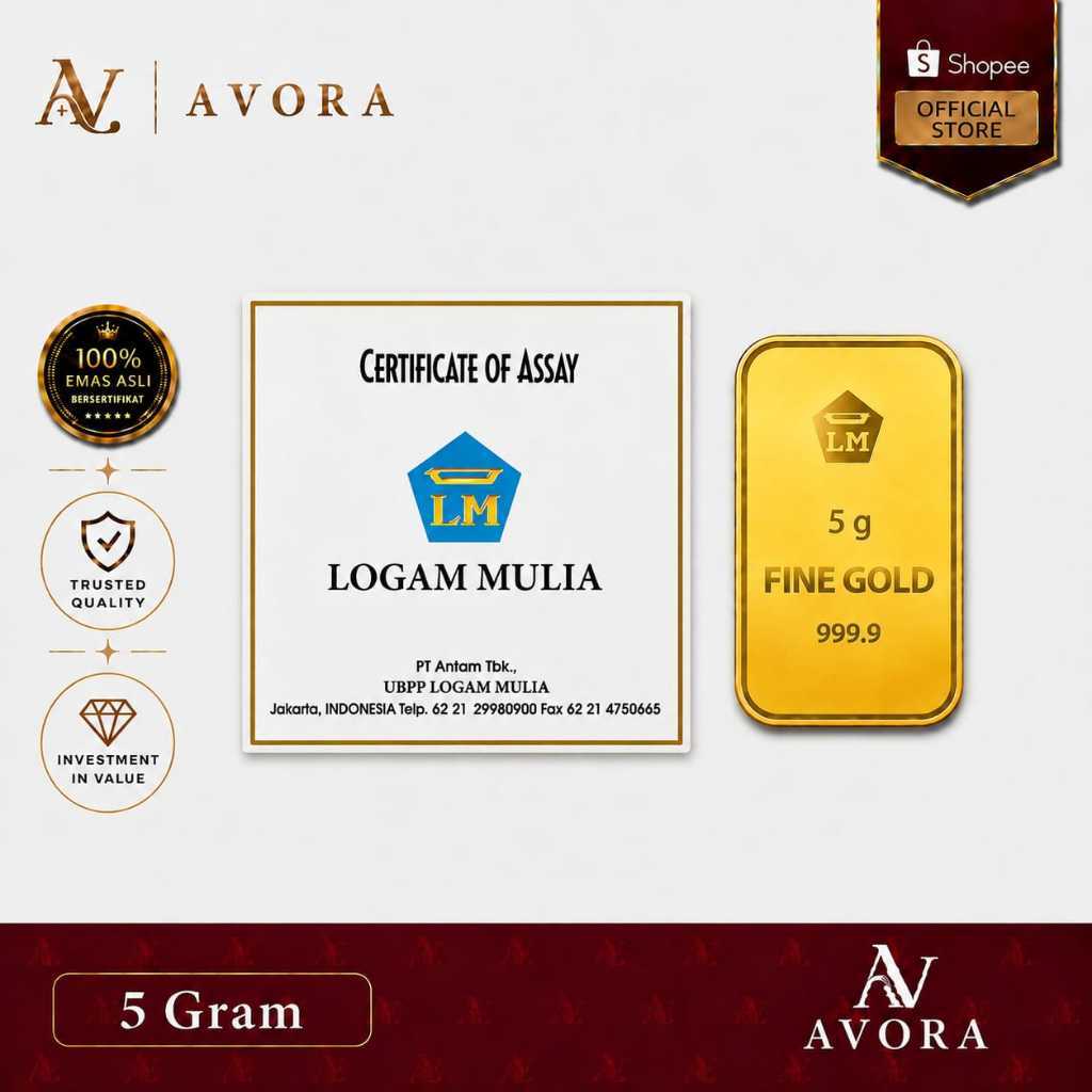 Avora Emas Logam Mulia Antam Retro Berdiri LM 5 Gram Tahun 2026