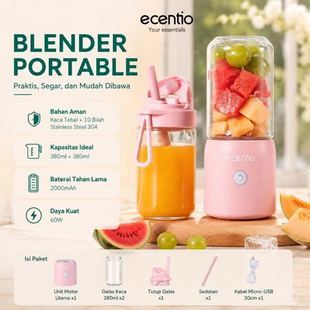 Ecentio Blender Portable Premium Juicer PINK