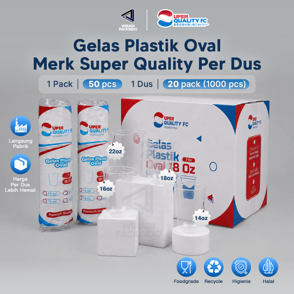 [PER DUS] Gelas Plastik Oval 12oz/14oz/16oz/18oz/22oz Bahan PP / Gelas Plastik Bening Oval Tebal