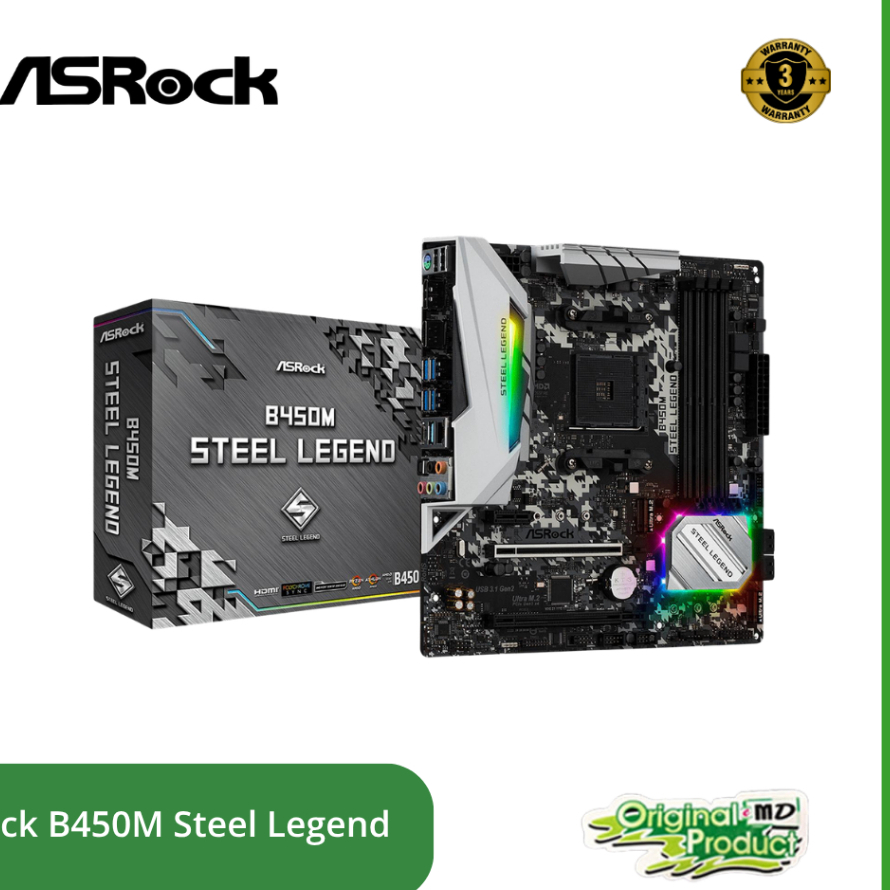 ASRock B450M Steel Legend | AM4, B450, DDR4 Motherboard