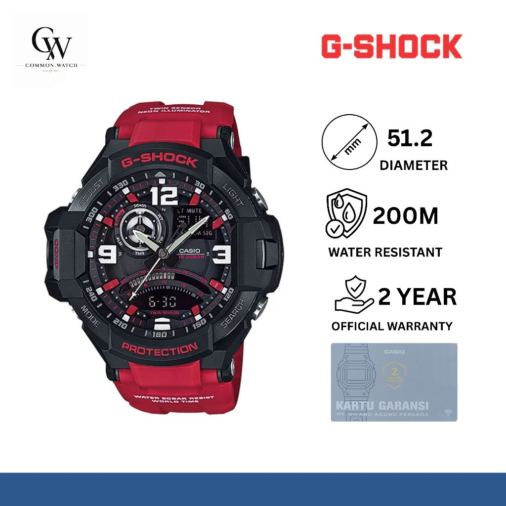 CASIO G-SHOCK GA-1000-4B Jam Tangan Pria Twin Sensor Kompas Digital Original