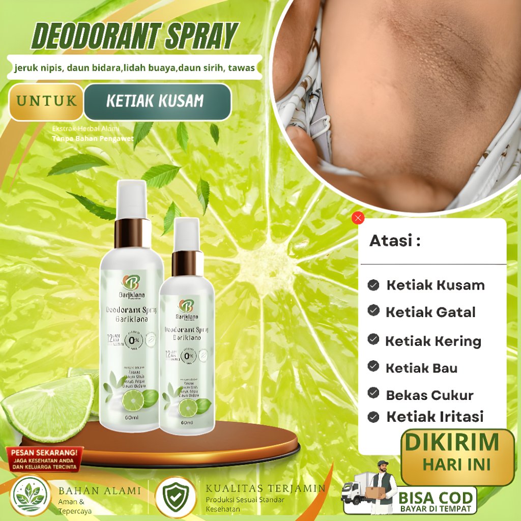 Deodorant Bariklana - Ketiak Kusam, Ketiak Gatal, Ketiak Lengket, Ketiak Kering, Keringat Berlebih D