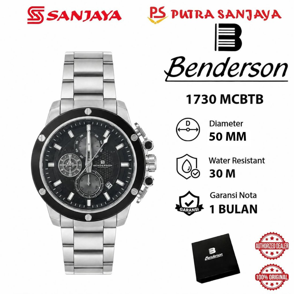 Jam Tangan BENDERSON 1730 MCBTB Original Garansi Nota 1 bulan Stainless Steel