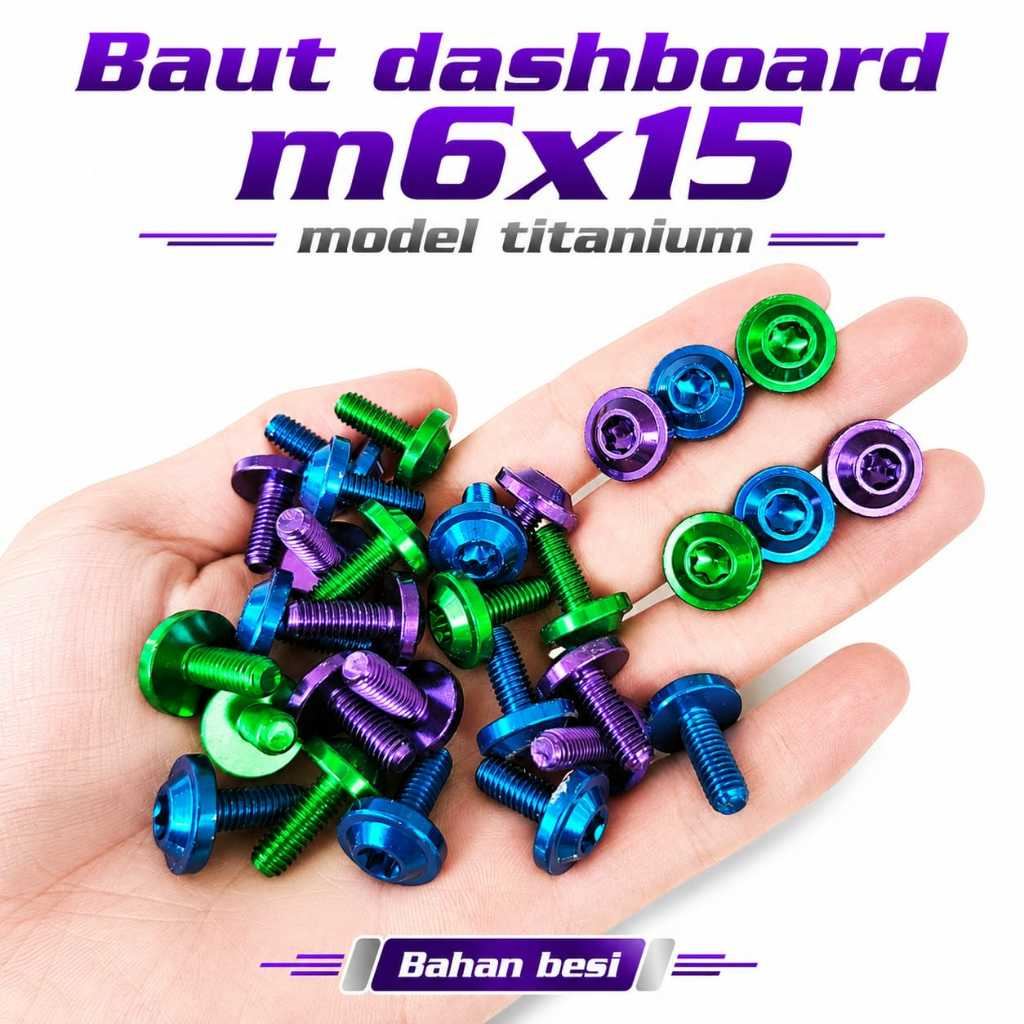 BISA COD Baut m6x15 model polos warna Titanium hrga satuan