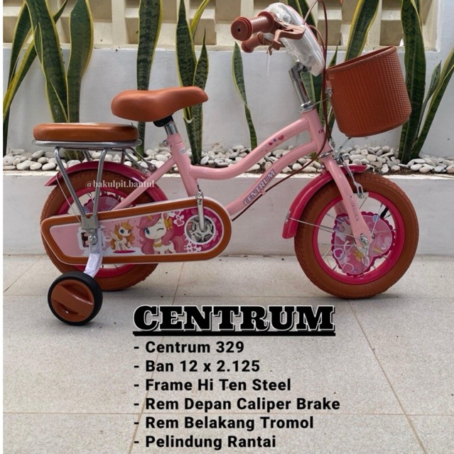 Sepeda Anak Cewek Mini ring 12 Centrum seri 329 | Sepeda Roda Empat 4 Keranjang
