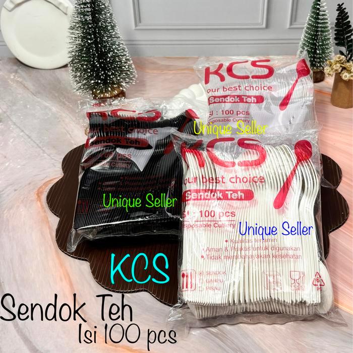 Sendok Teh Plastik Kcs Isi 100 / Sendok Puding Agar Putih Bening Hitam
