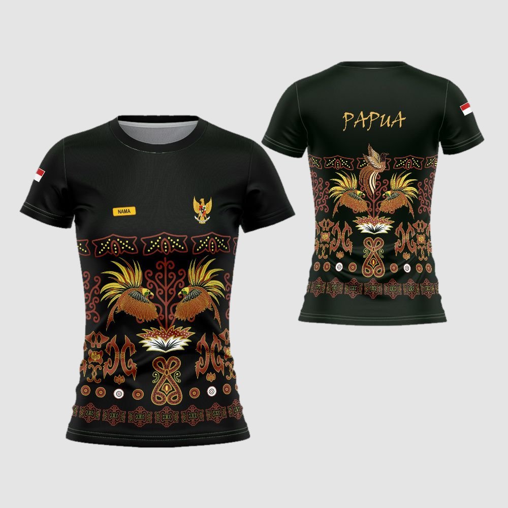 KAOS JERSEY BATIK PAPUA WANITA / BAJU BATIK PAPUA FREE CUSTOM FULL PRINTING