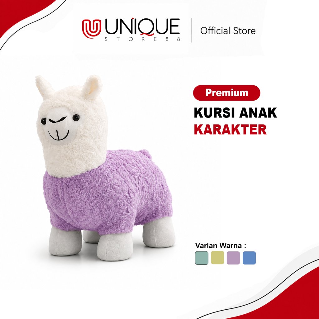 Unixstore - Kursi Anak Alpaca Bangku Karakter Bentuk Hewan Busa Tebal Empuk Nyaman untuk Bermain Sof