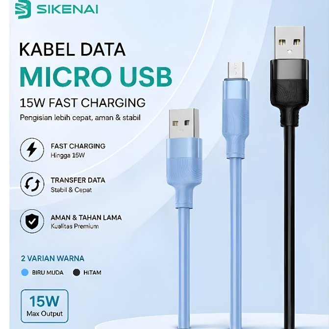 Kabel Charger SIKENAI SQ-01M Micro USB Fast Charging 15W + Transfer Data