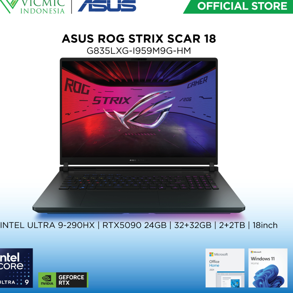 ASUS Rog Strix Scar 18 G835LXG-I959M9G-HM - Off Black [Intel Core Ultra 9-290HX / Nvidia GeForce RTX