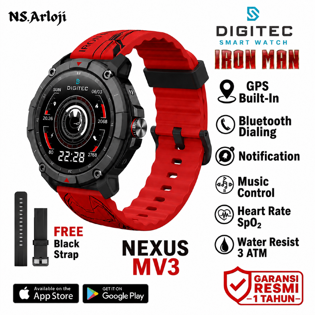 Digitec Smart Watch NEXUS IRON MAN Jam Tangan Pria Digital Smartwatch MARVEL IRONMAN MV3 Limited Edi