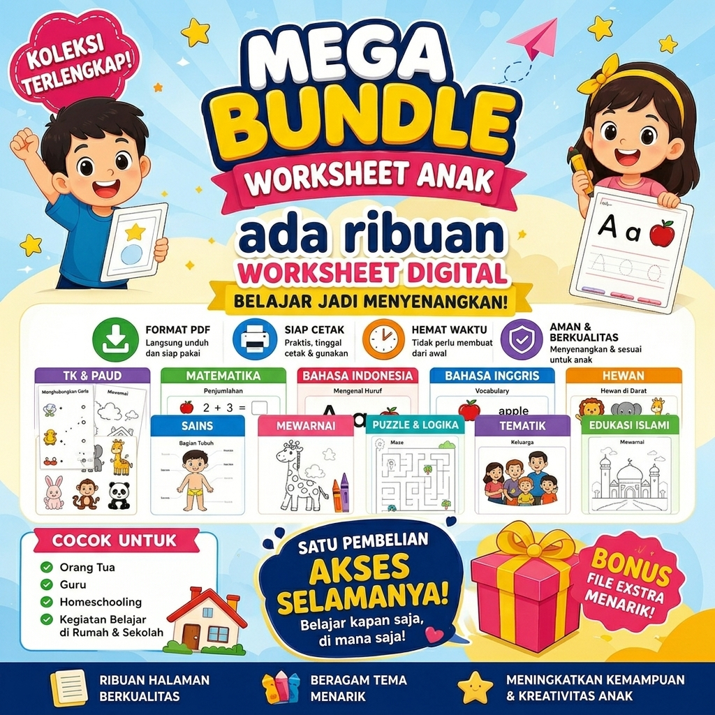 Mega Bundle Worksheet Anak Printable