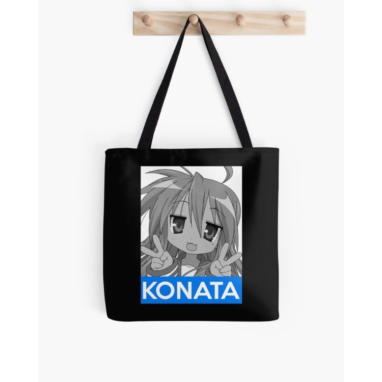 Konata Inspired Anime Shirt Tote Bag Hitam