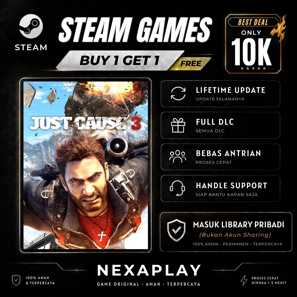 Just Cause 3 - ORIGINAL STEAM - BELI 1 GRATIS 1 - FULL DLC - GARANSI SELAMANYA