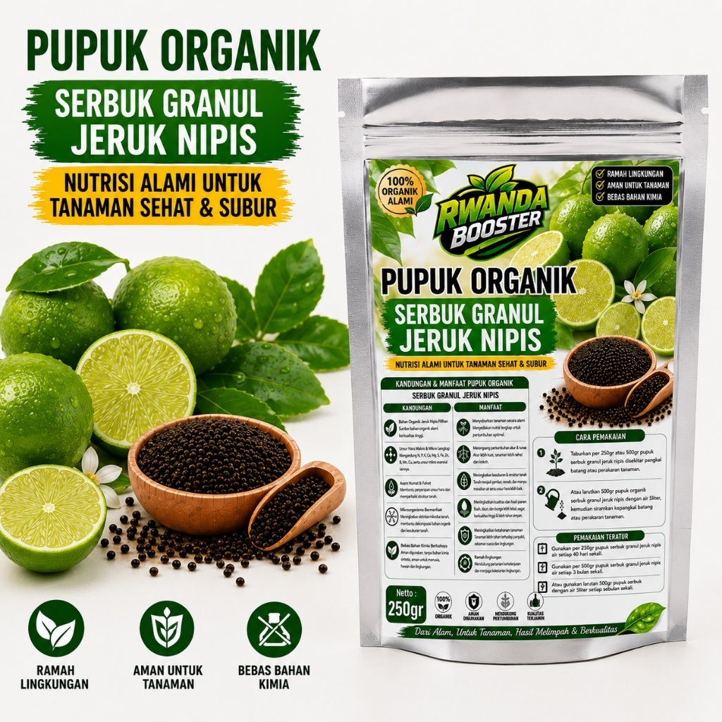pupuk organik jeruk nipis, pupuk jeruk nipis, pupuk organik serbuk granul jeruk nipis, pupuk granul 