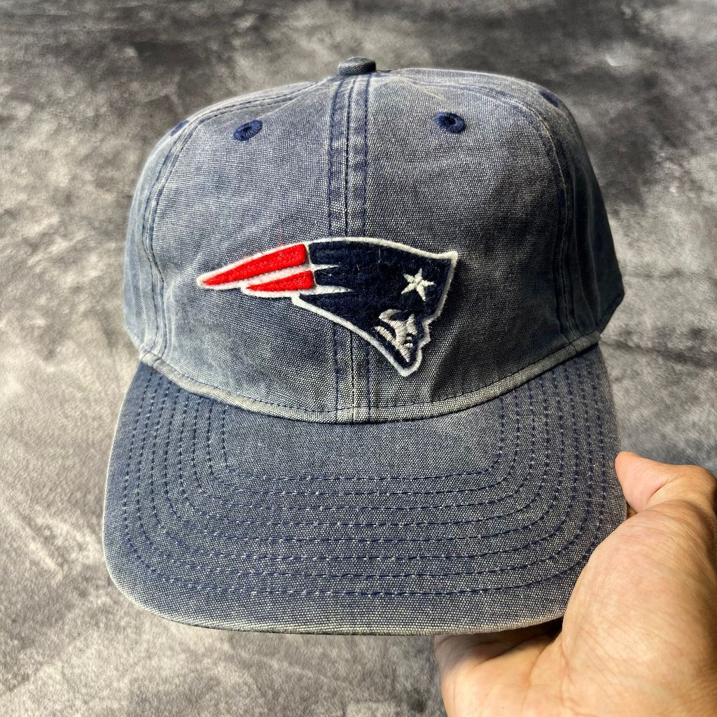 Topi Reebok NFL New England Patriot Biru Faded Original Baseball Basket Hockey Football Olahraga