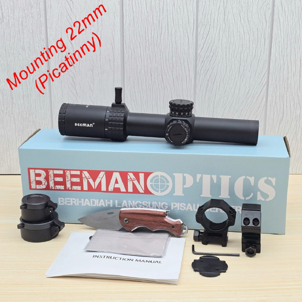 Tele Buntung Beeman Hitam Mounting Rell 22 / Telescope Beeman Optics 1-6x24 IR Black / Teleskop Bunt