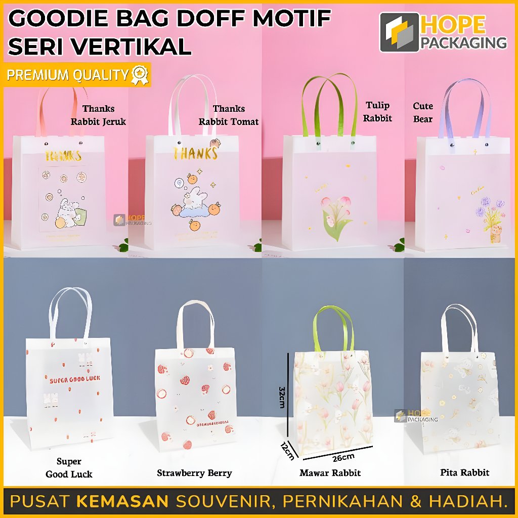 HOPE (Tas Goodie Bag Motif / Tas Mika Pvc Motif Doff / Goodie Bag / Handbag Mika Pvc Doff / Tas Gift