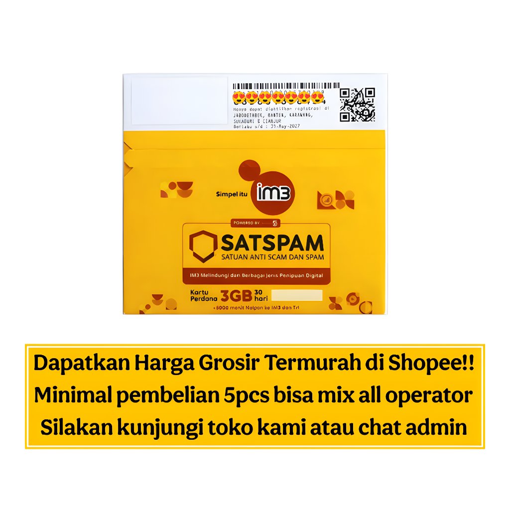 #M33 Perdana Im3 Kuota 3GB Lokal, Segel 30-APR-2027, Kartu prabayar Indosat 4G/5G